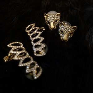 Two pairs incrusted gemstone earrings